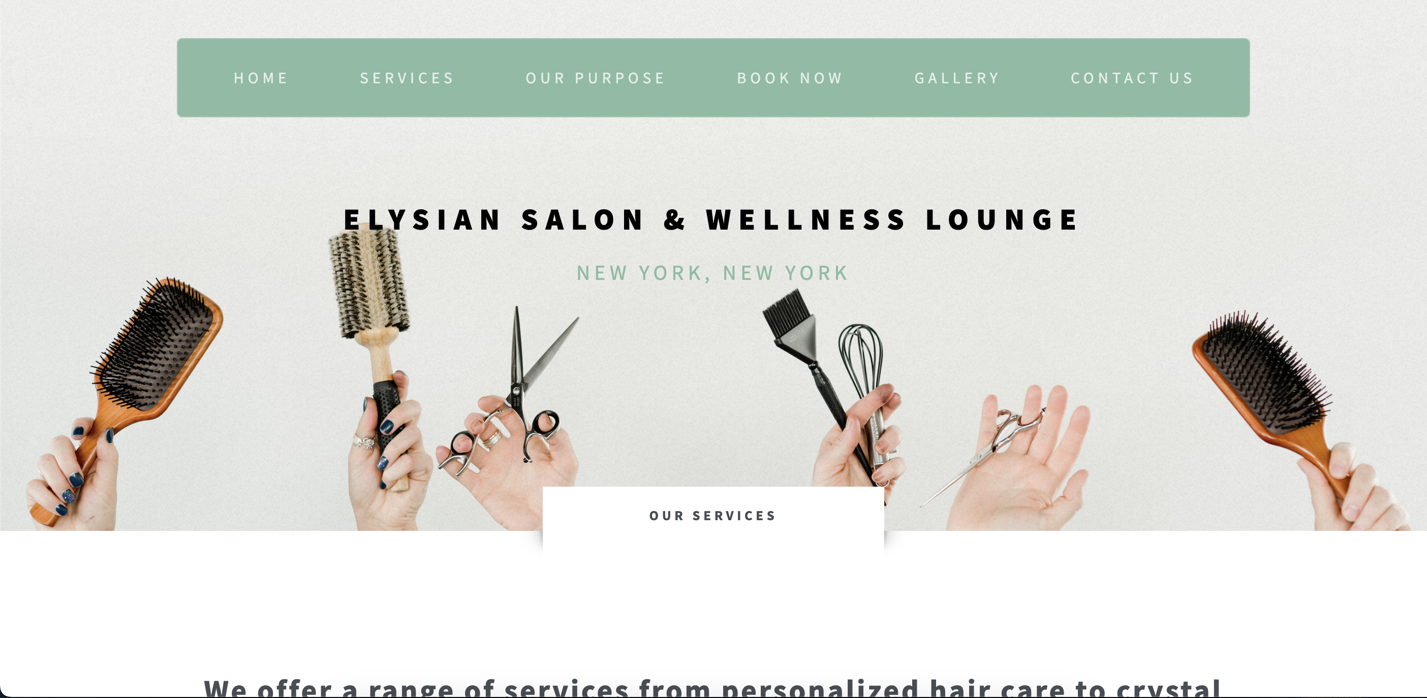 Elysian Salon and Wellness Lounge Website